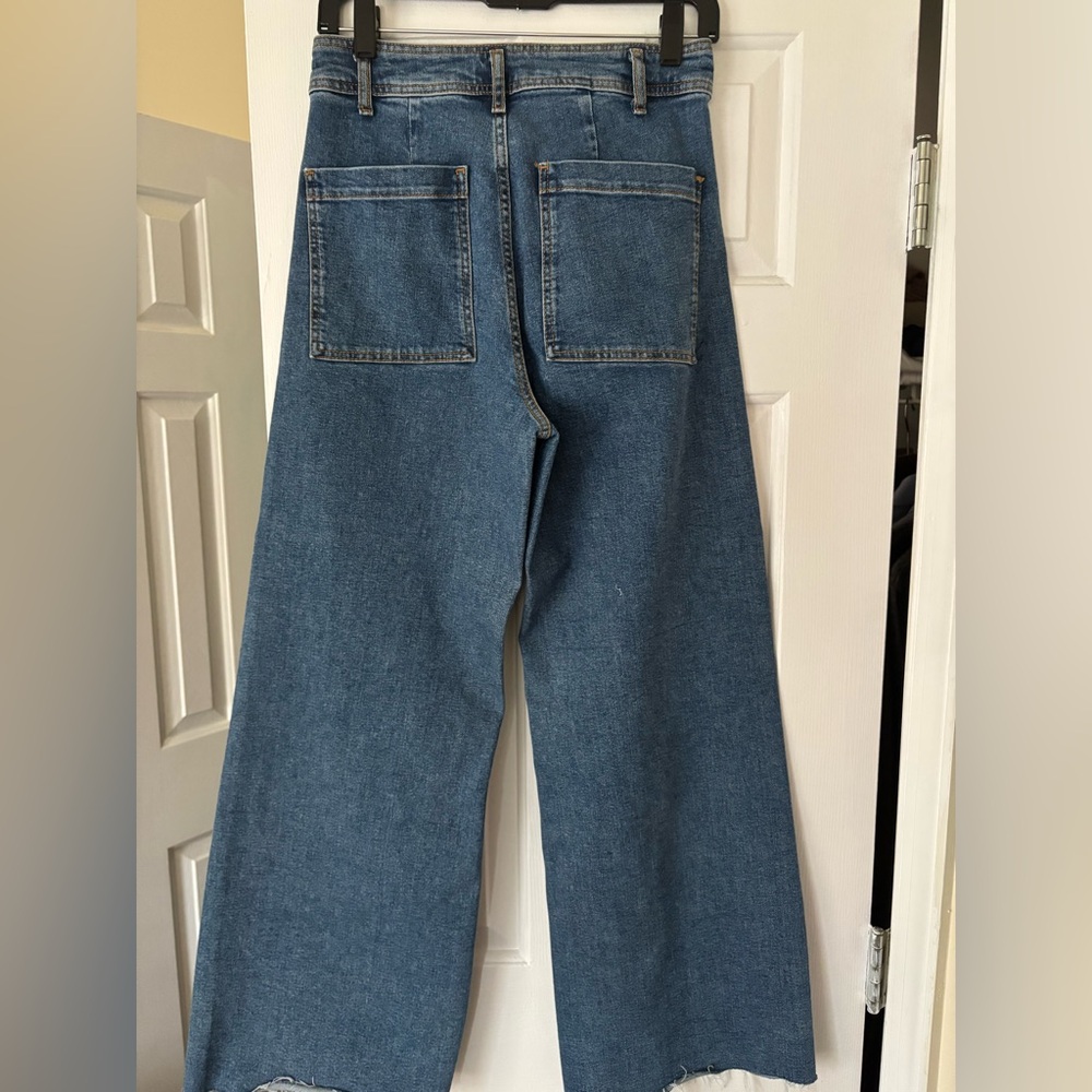 Zara Wide-Leg  high waist Blue Denim Jeans - Picture 4 of 11